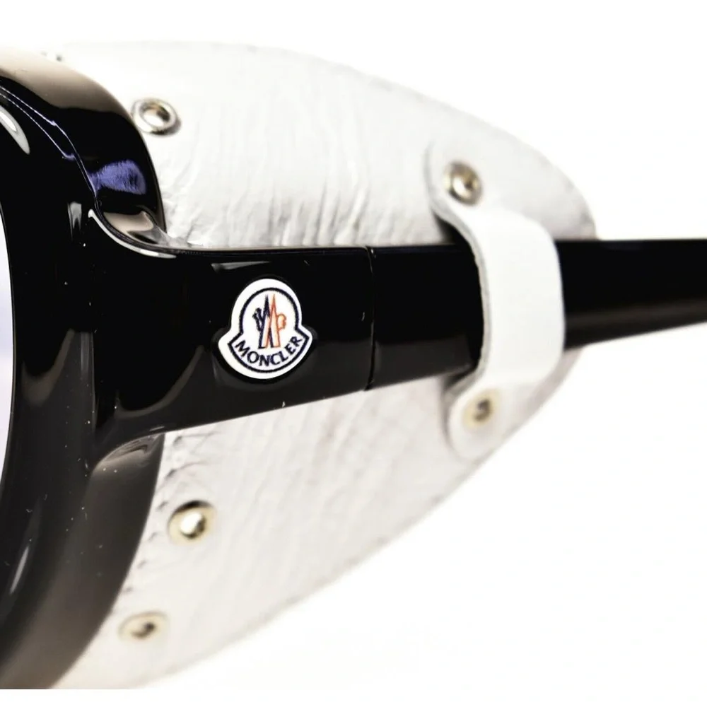 Chic Moncler Leather Black White Shield Sunglasses😍 - Picture 4 of 7